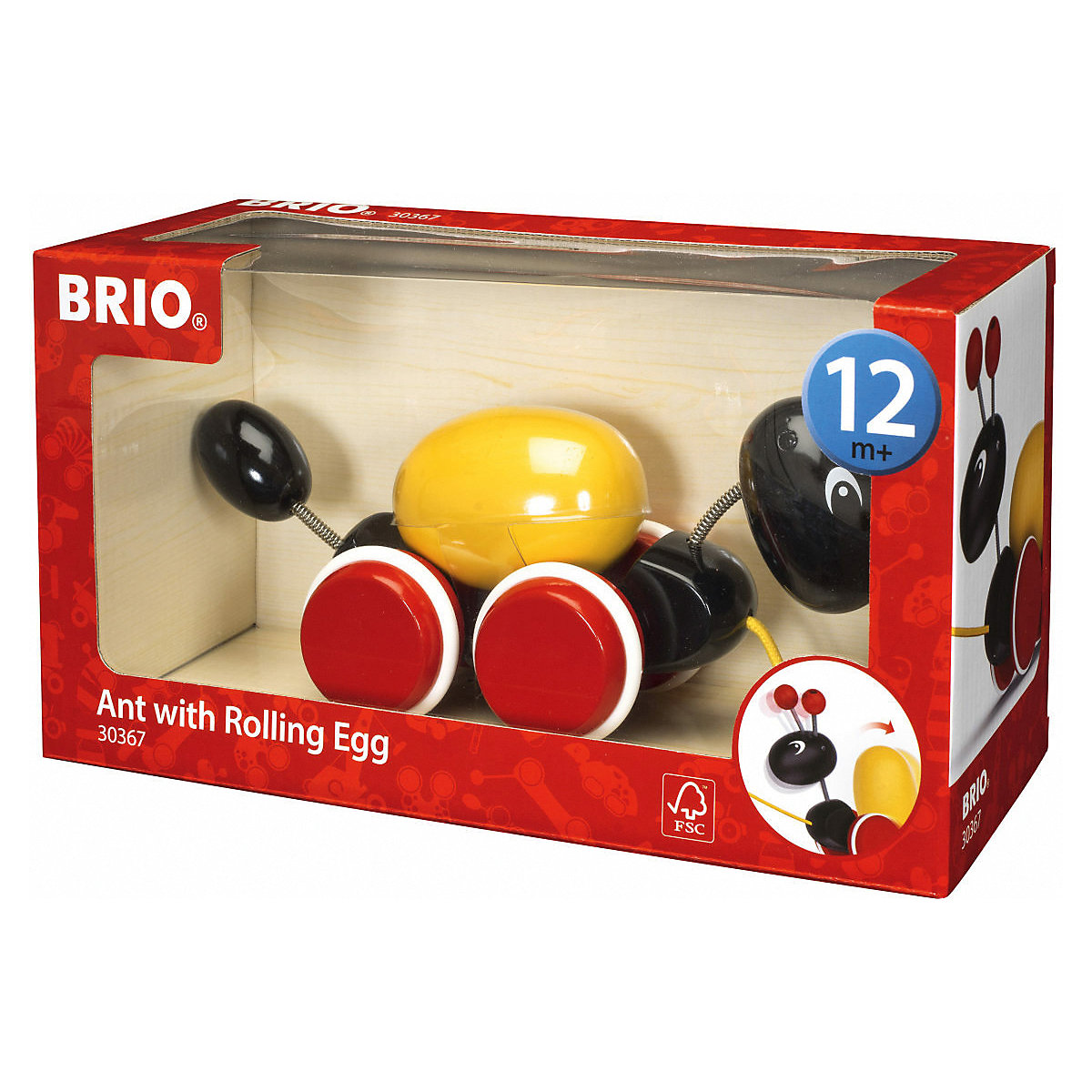 Nachziehspielzeug Ameise mit Ei