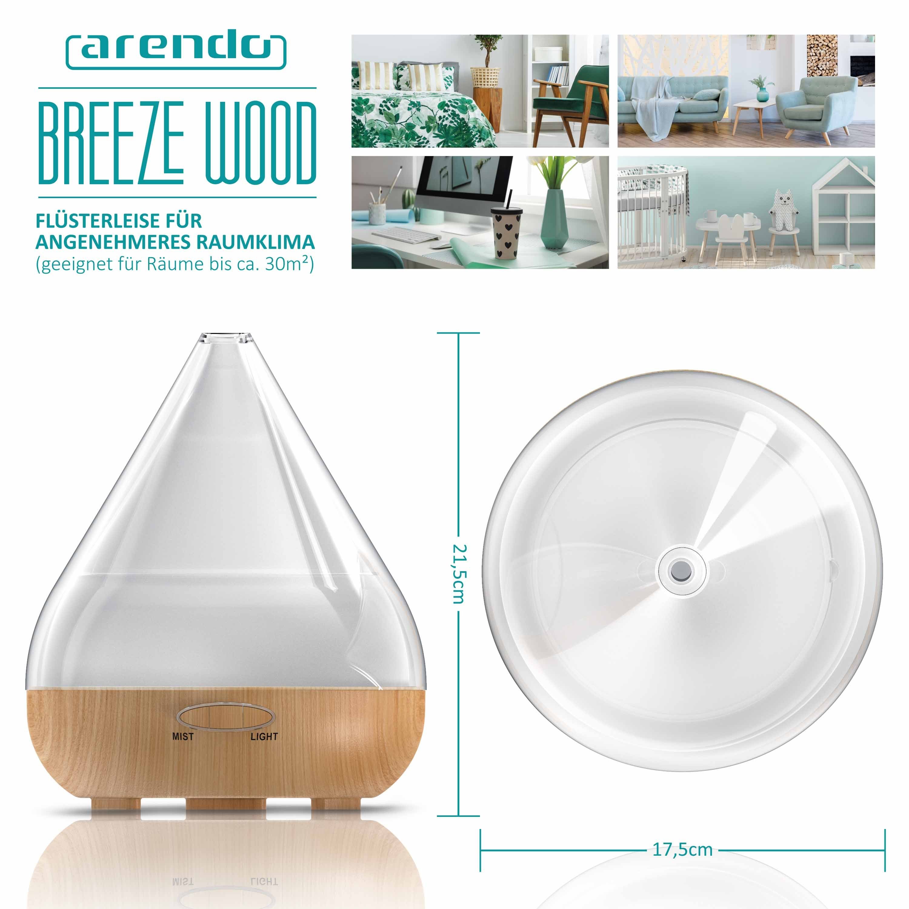 Arendo Diffuser, 0,38 l Wassertank, Aroma Diffusor mit LED Farbwechsel & 380 ml / LED mit 6 Farben