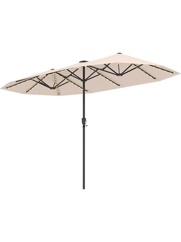 COSTWAY Doppelsonnenschirm mit LED 380 x 200 cm in Beige günstig kaufen onesize