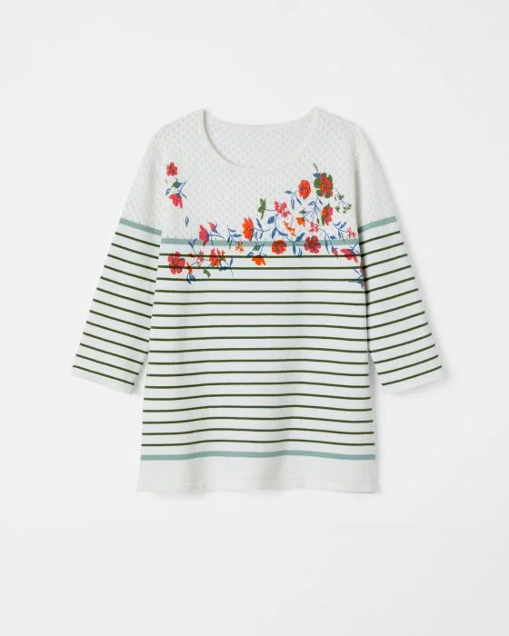 Pull rayé et imprimé floral