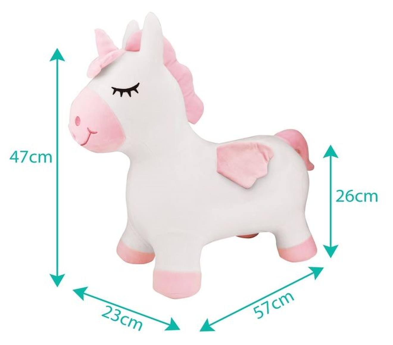 Licorne Sauteuse Gonflable en Peluche blanc