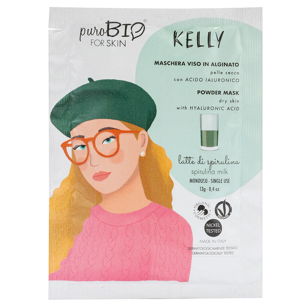 KELLY Peel Off -kasvonaamio - Kuivalle iholle - SPIRULINA MILK - Kosteuttava kasvonaamio
