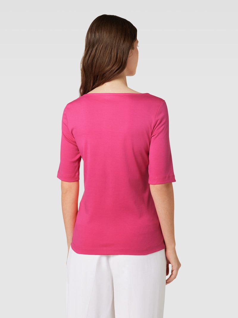 T-Shirt aus Baumwolle mit U-Boot-Ausschnitt in pink