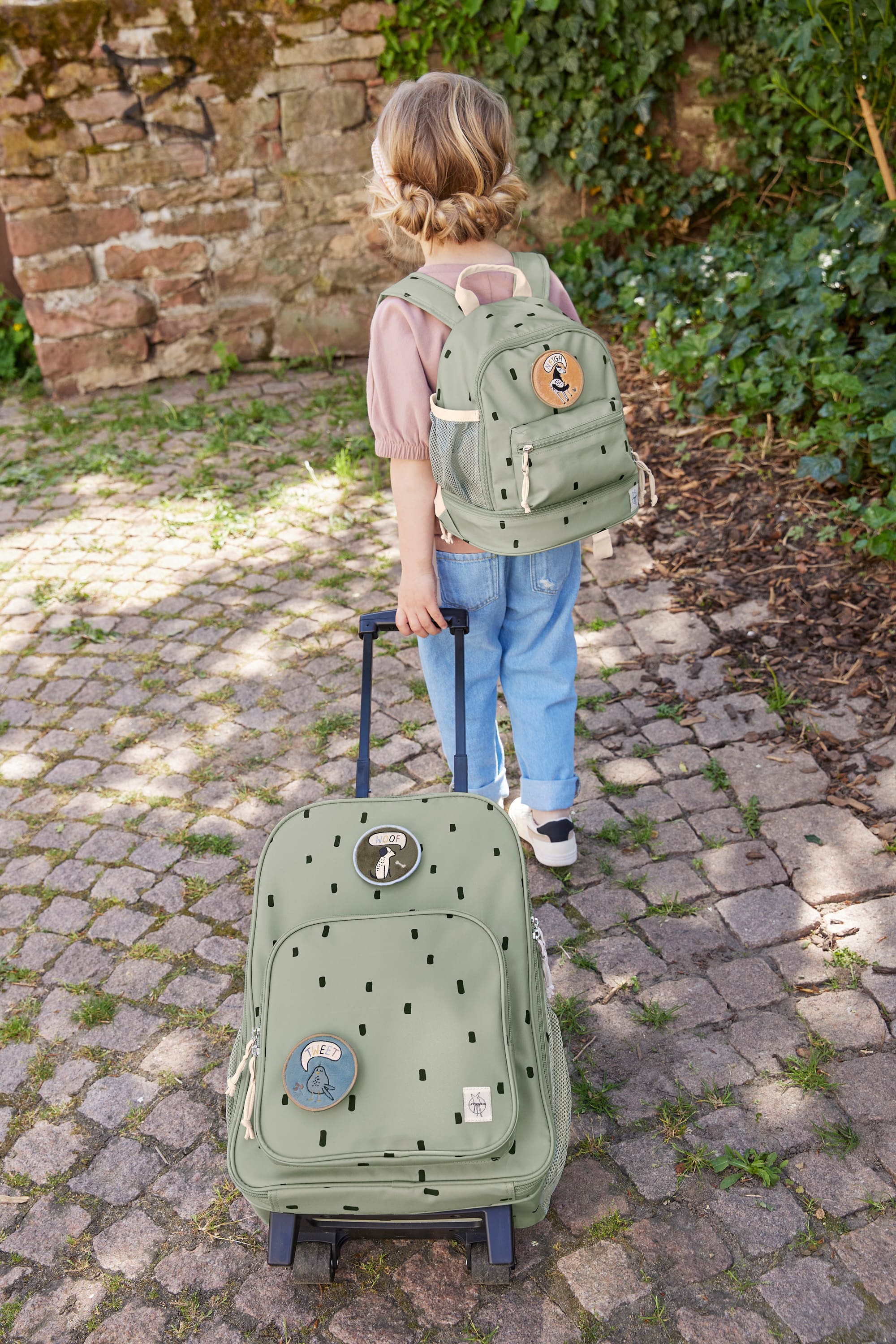 Kinderkoffer - Trolley Happy Prints, Oliv