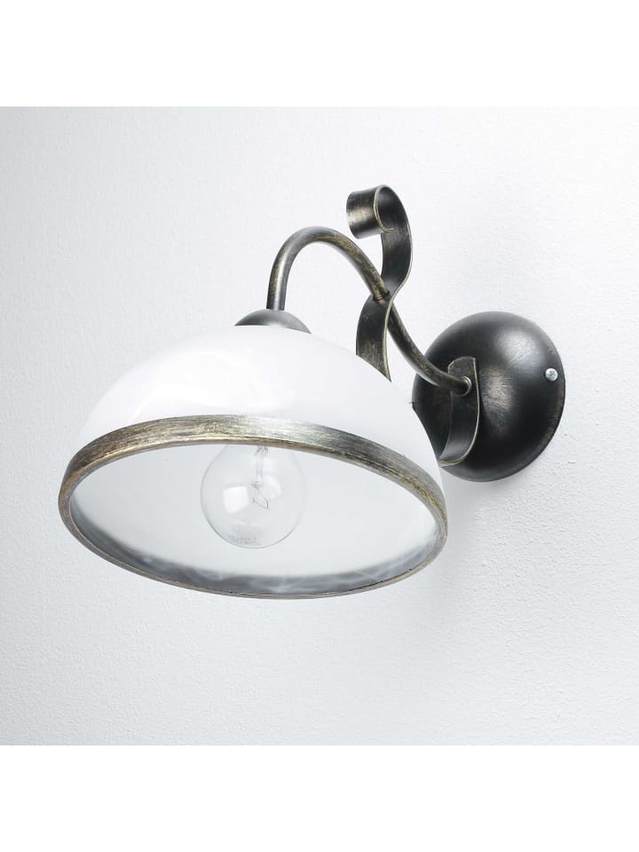 Licht-Erlebnisse Wandlampe in Messing Patina Weiß günstig kaufen onesize