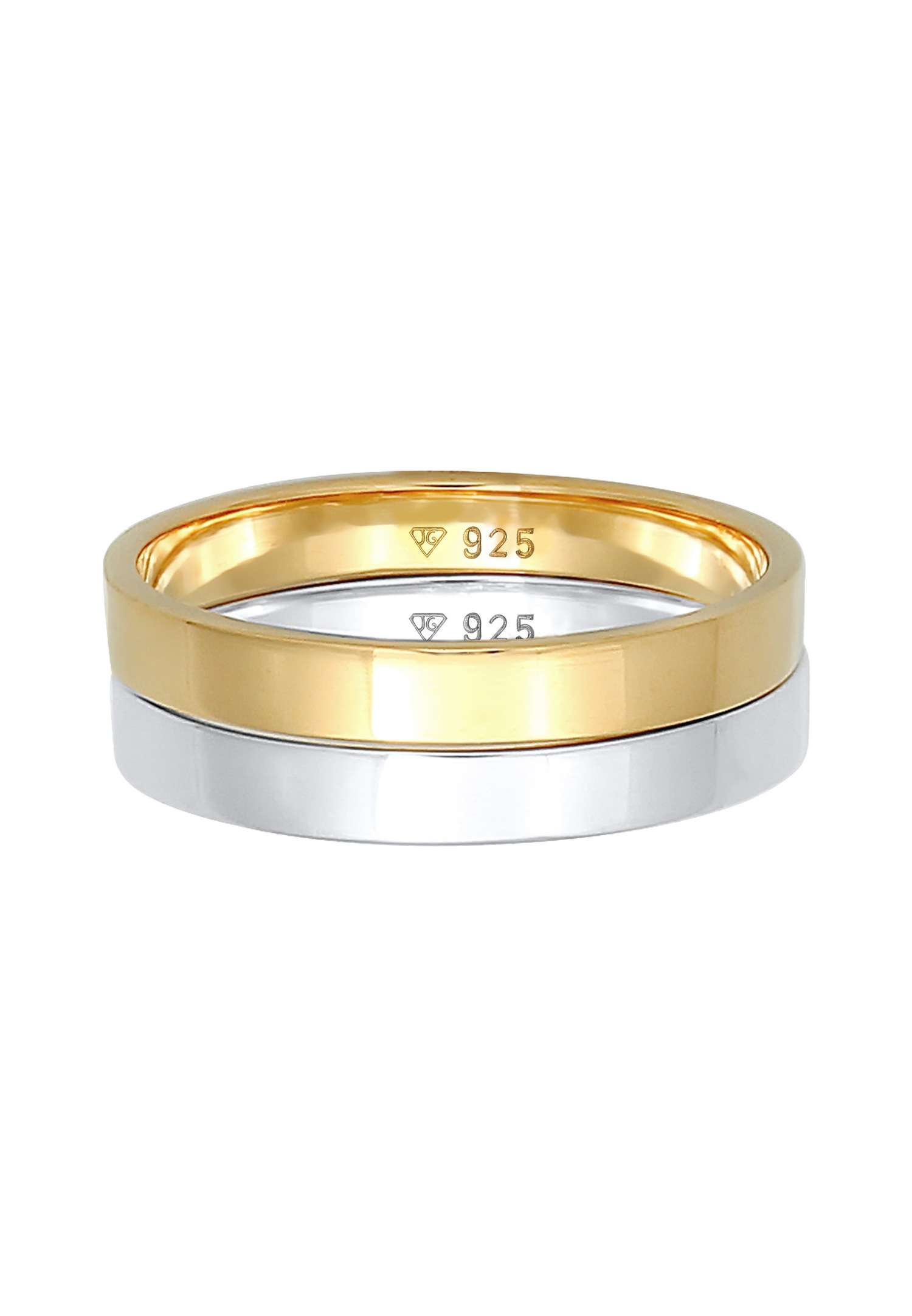 Anillo Elli Duo Basic Classic bicolor para mujer en plata de ley 925 chapada en oro.