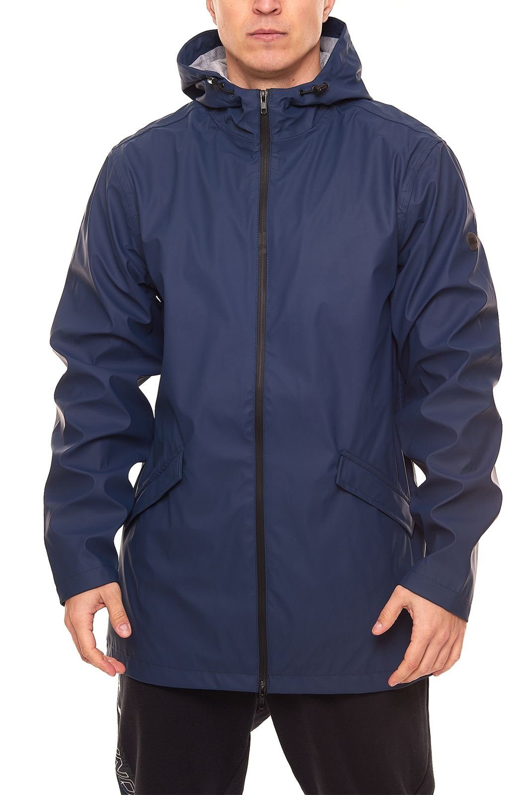 Blend Outdoorjacke BLEND Herren Regen-Mantel Windbreaker mit Kapuze Jyrki Regen-Jacke Blau