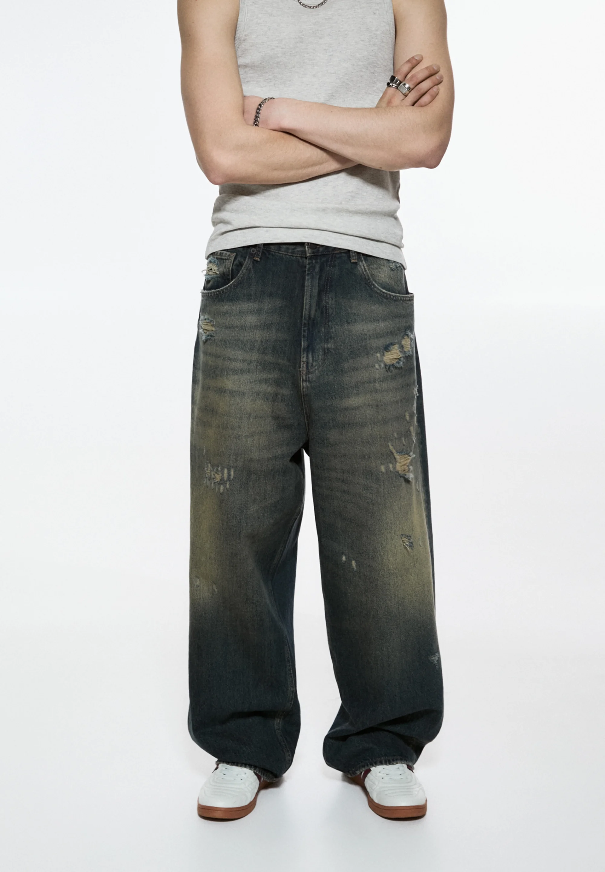 PULL&BEAR SUPER BAGGY - Vaqueros pitillo