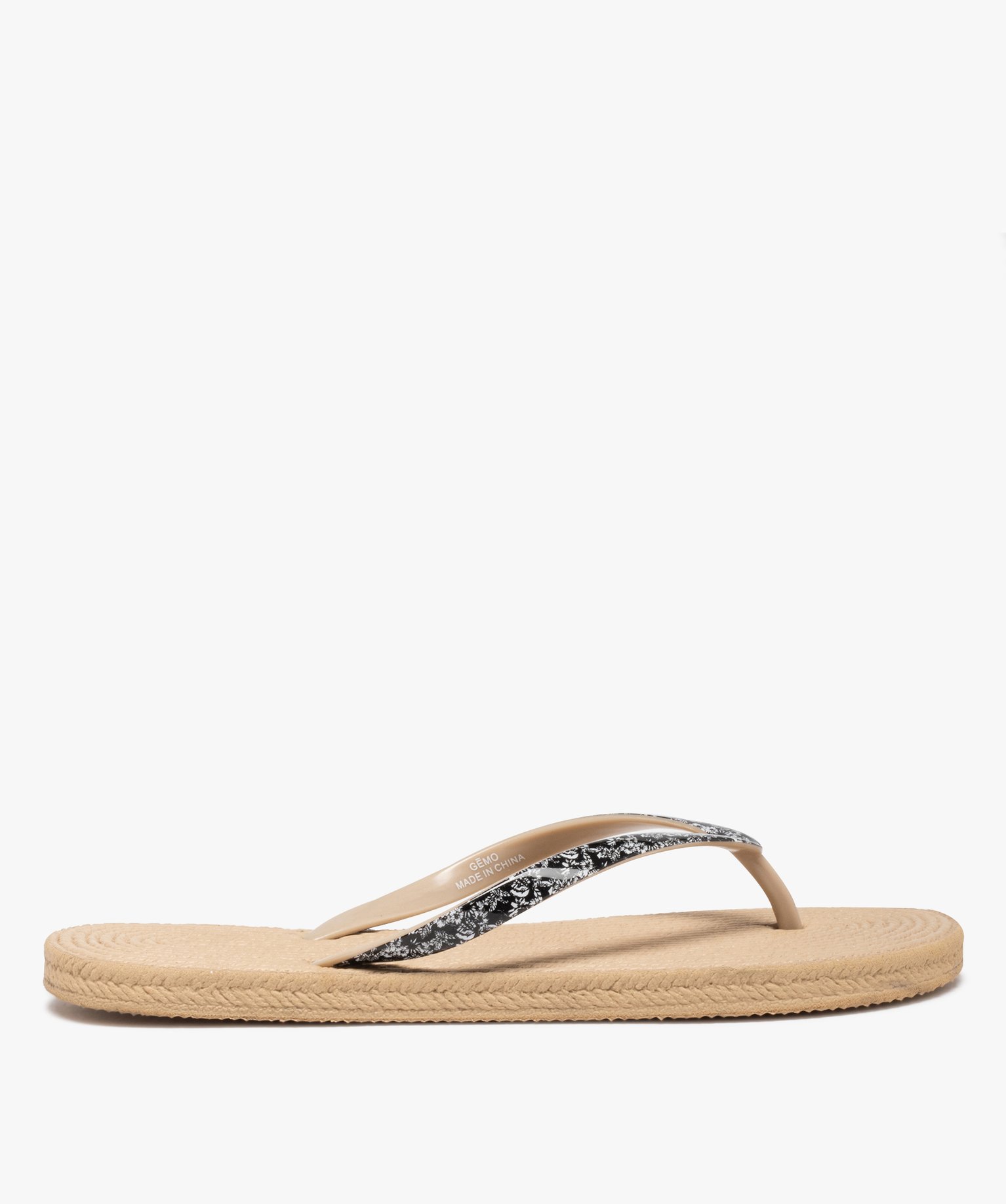 Tongs femme à semelle imitation corde beige | GEMO