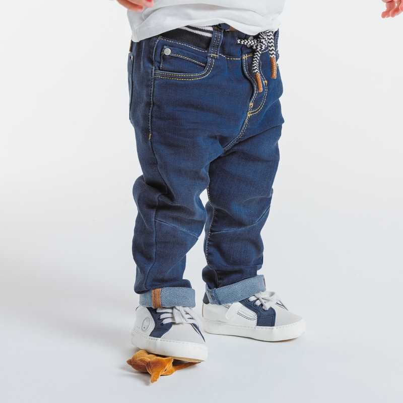 Jean knit-denim taille élastiquée bleu bébé garçon