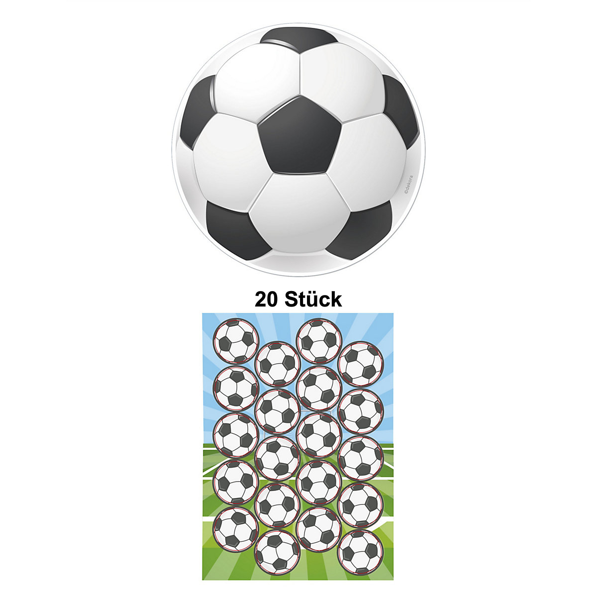 2er Set Fußball Essbarer Tortenaufleger + Mini-Törtchenaufleger