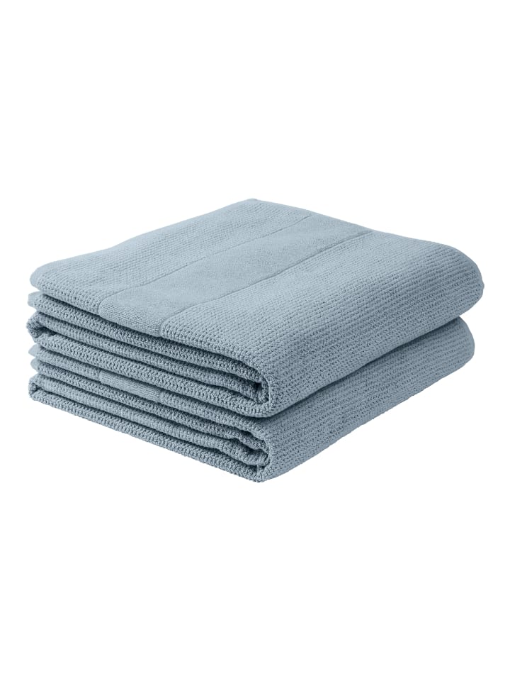 Schiesser 2er-Set: Duschtücher Turin in Hellblau günstig kaufen 70 x 140 cm
