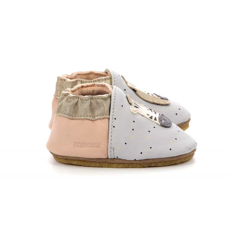 Chaussons cuir tannage végétal Cute Zebra Crp