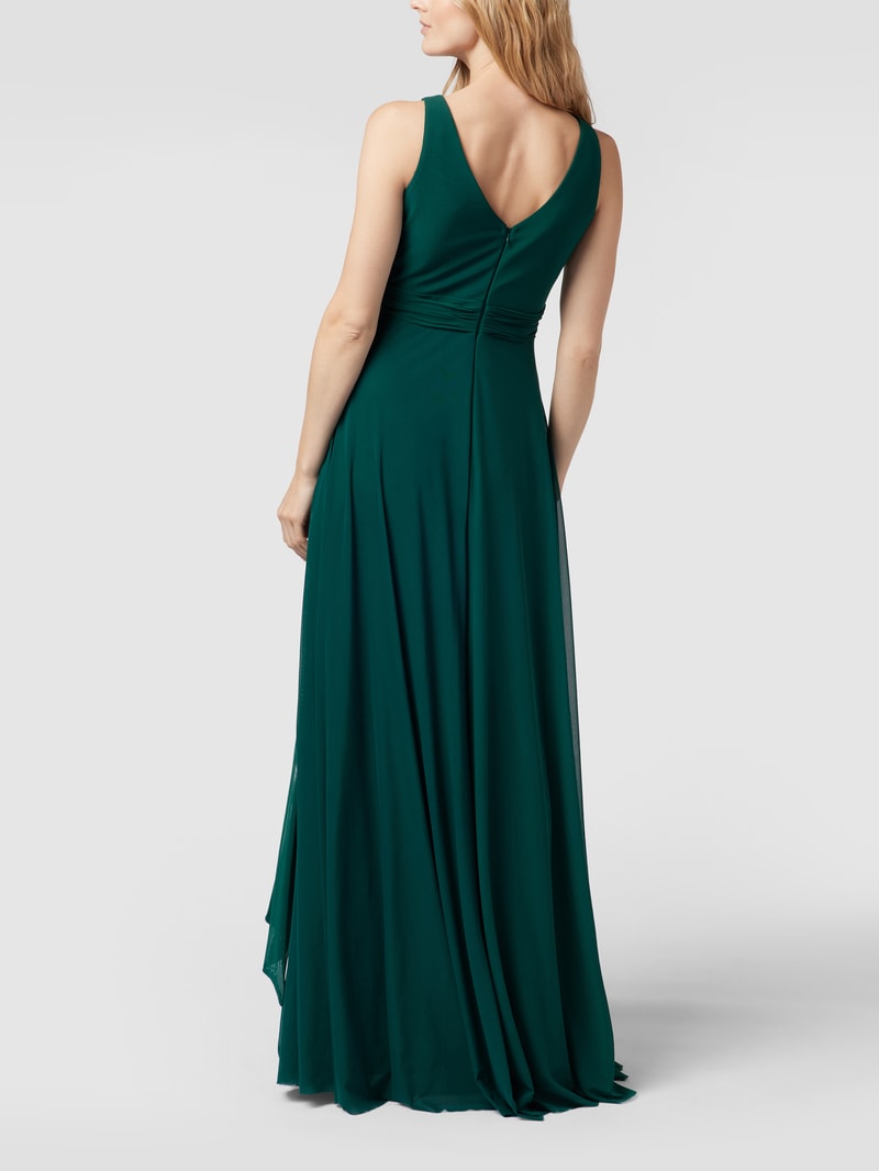 Abendkleid mit Taillenband in smaragdgrün