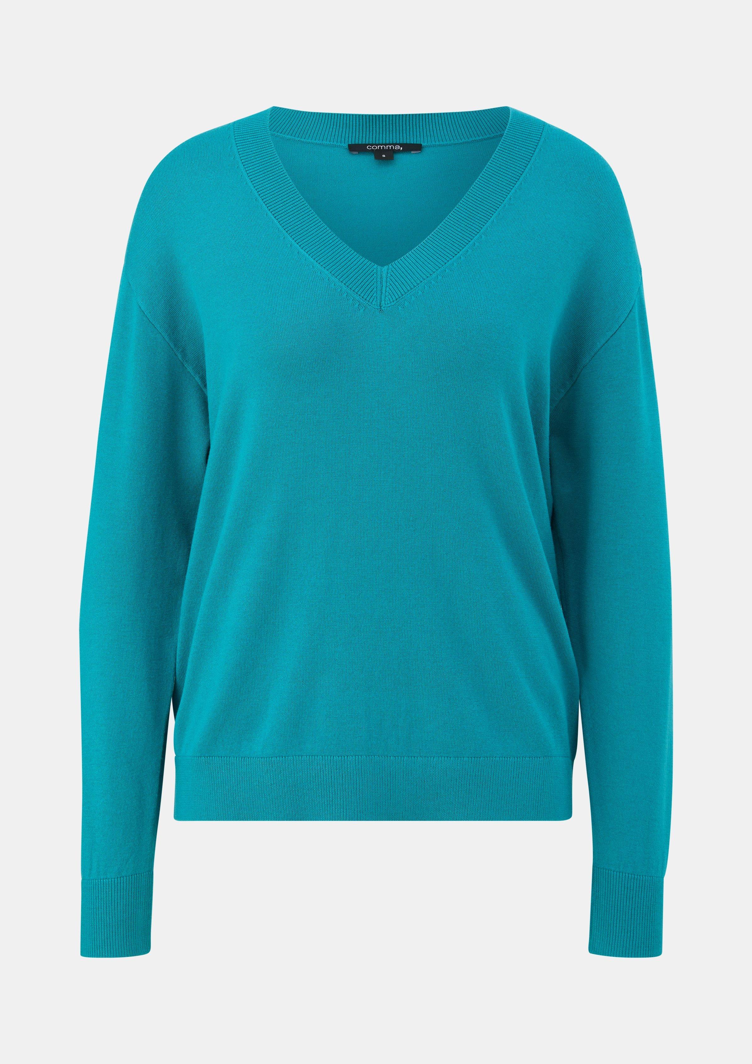 Longsleeve aus Viskosemix - türkisblau