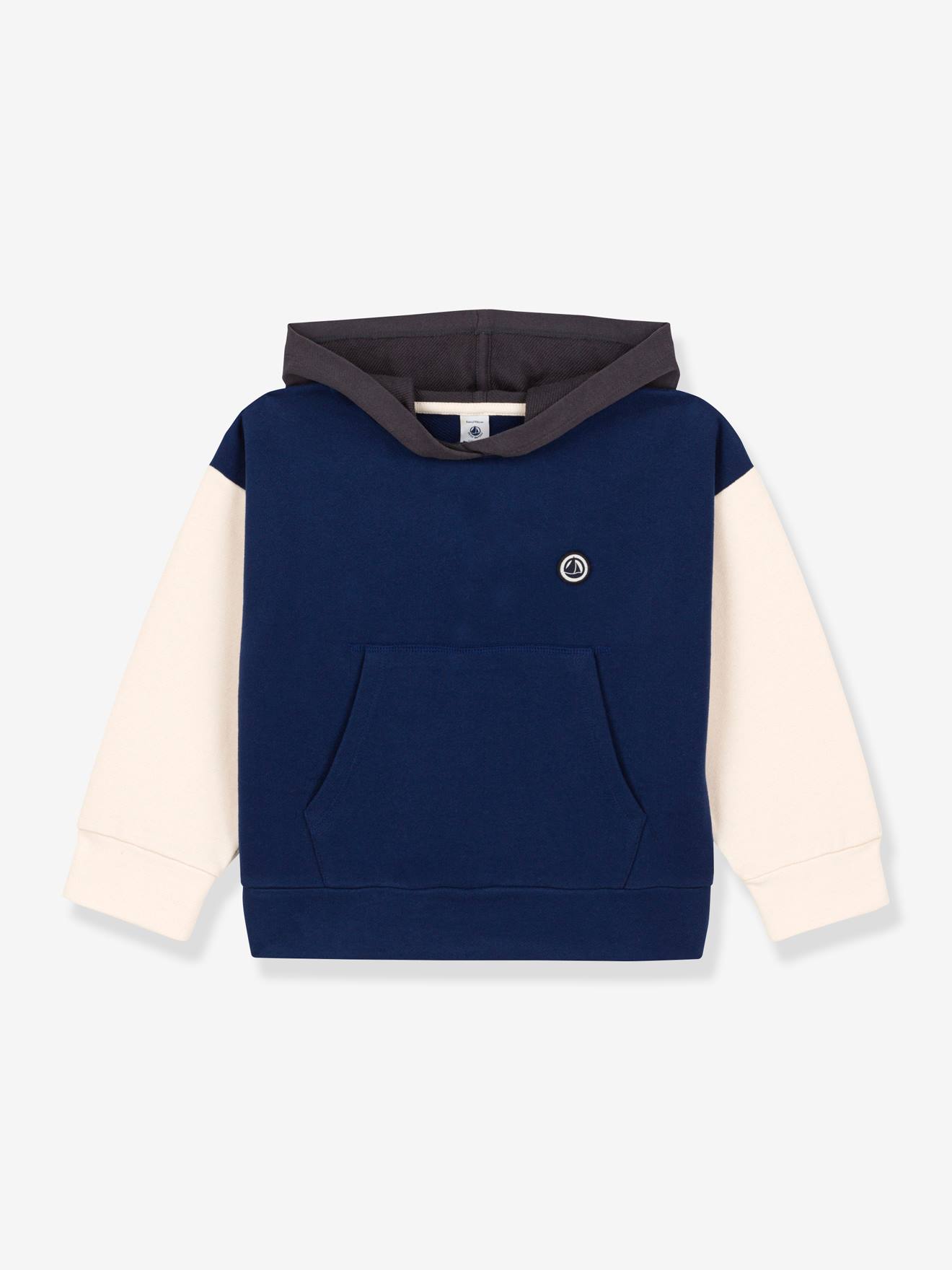 Sweat à capuche molleton enfant coton bio PETIT BATEAU bleu