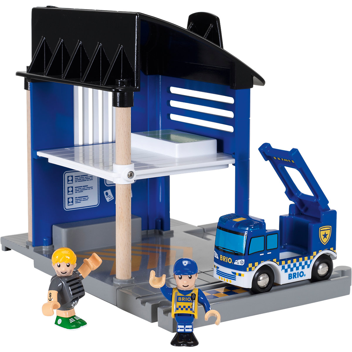 Polizeistation mit Einsatzfahrzeug