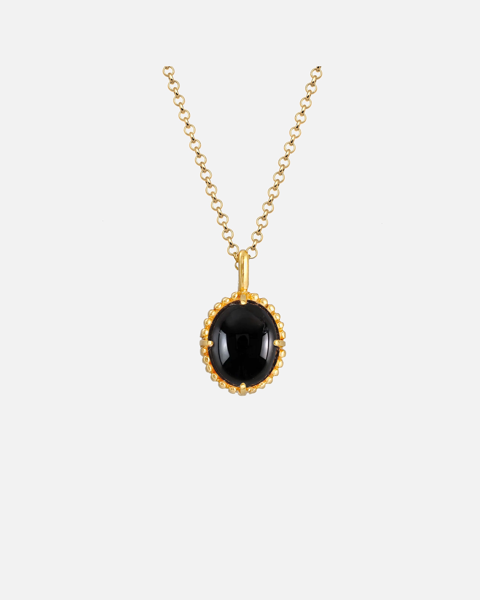 Elli PREMIUM Ženska ogrlica s soliterom, vintage ovalni privjesak s oniksom od 925 sterling srebra, pozlaćeno
