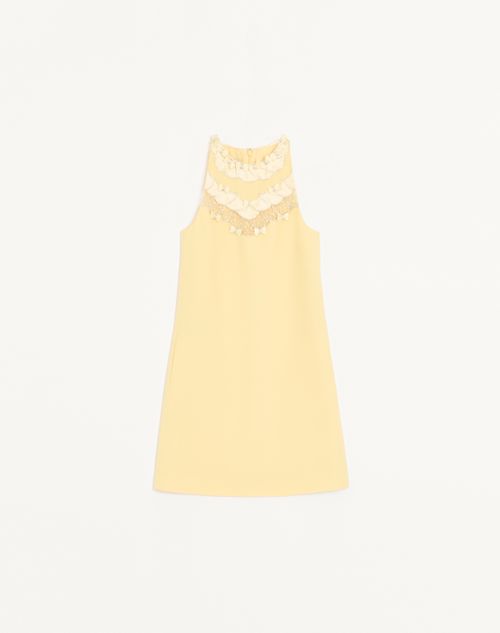 Vestido curto de crepe bordado de alta costura