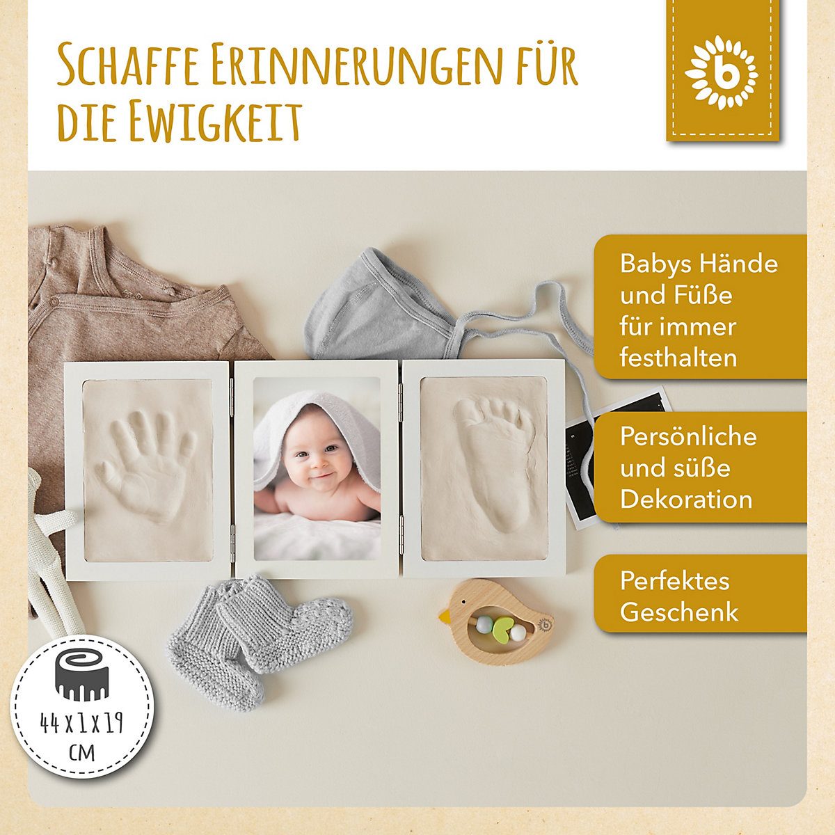 Gipsabdruck Bilderrahmen Komplettset Gipsabdruck Hand und Fuß im 3D Bilderrahmen Gipsabdrücke