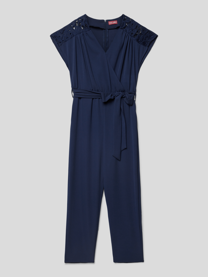 Jumpsuit mit V-Ausschnitt in marineblau