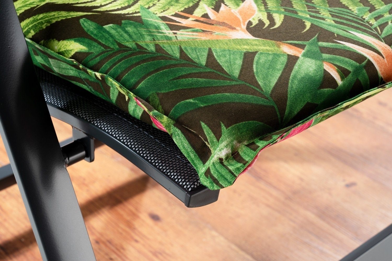 GO-DE Hochlehnerauflage TROPICAL, 50 x 120 cm, Grün, Baumwolle, Polyester, (1 St), Gartenstuhlauflage für Hochlehner