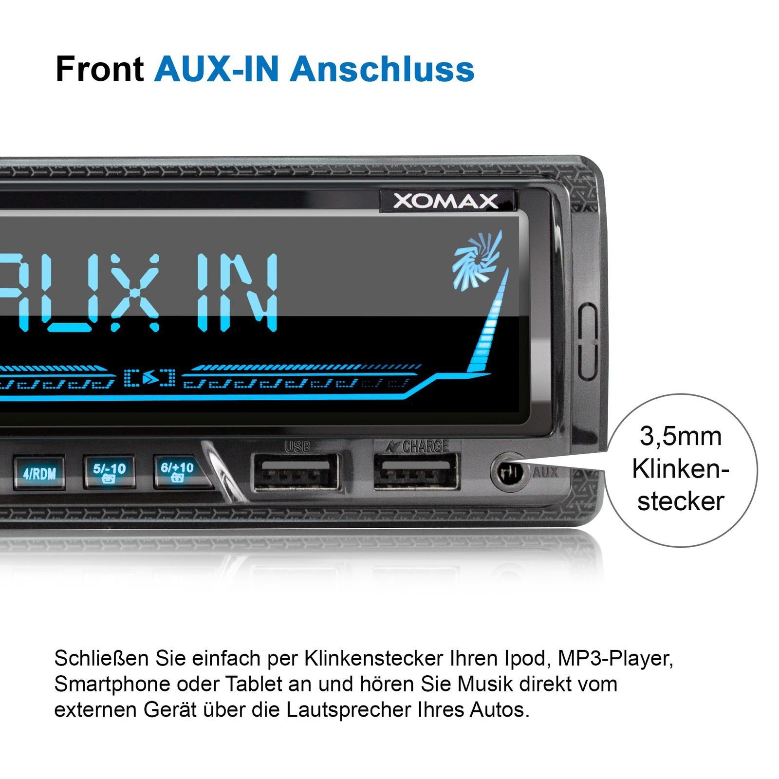 XOMAX XM-R282 Autoradio mit Bluetooth, 2x USB, SD, AUX IN, 1 DIN Autoradio
