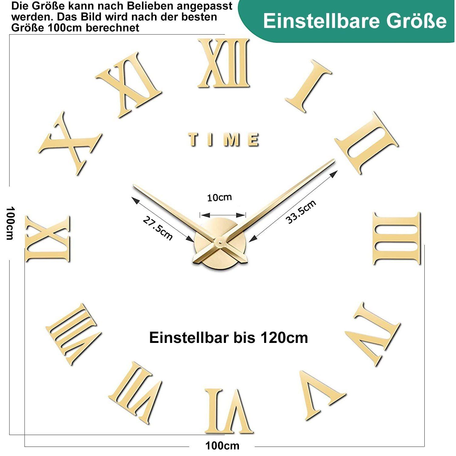 zggzerg Wanduhr Moderne DIY,3D Rahmenlos Römische Wanduhren, Dekoration Geschenk