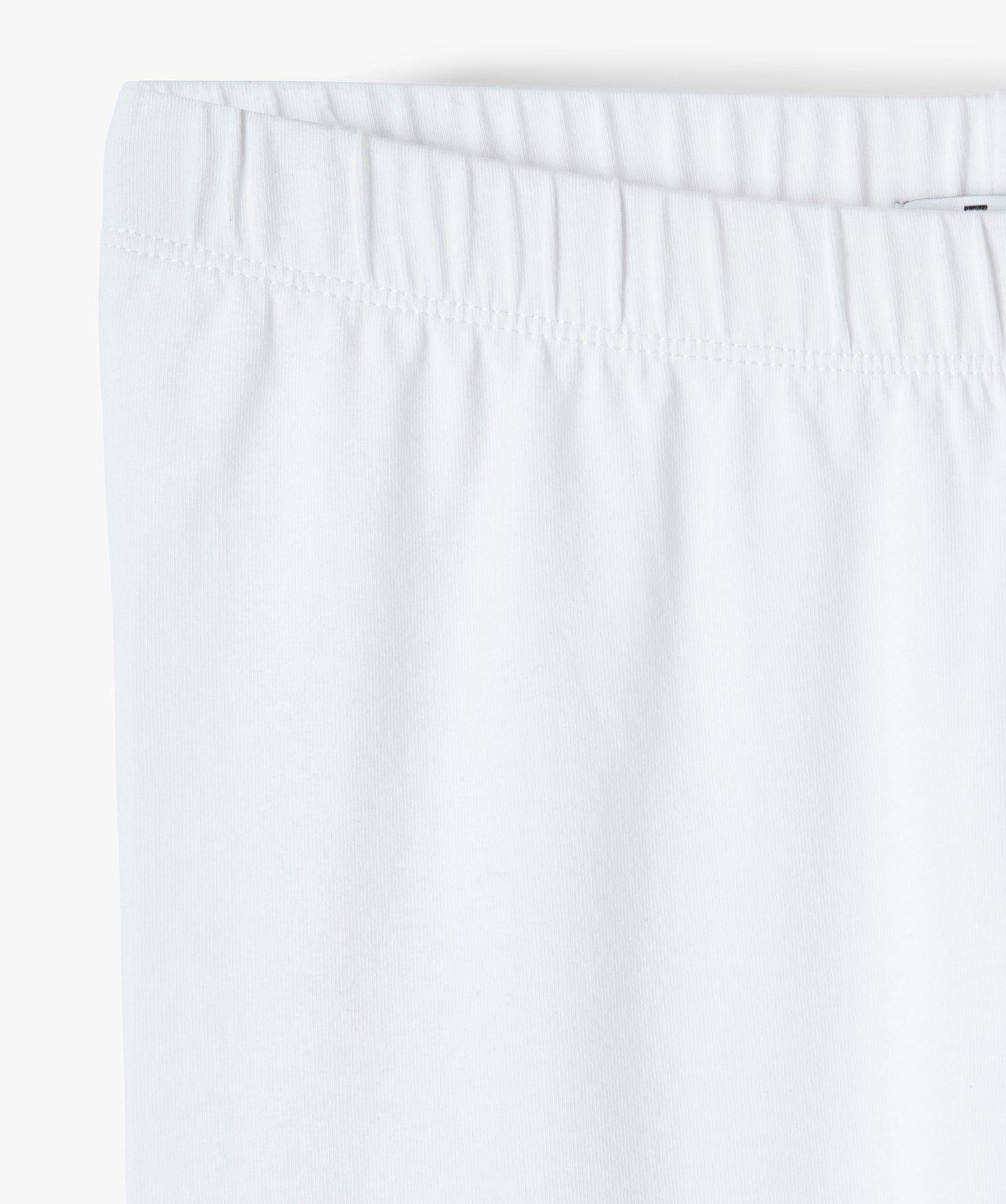 Legging fille uni longueur genoux en coton extensible blanc | GEMO