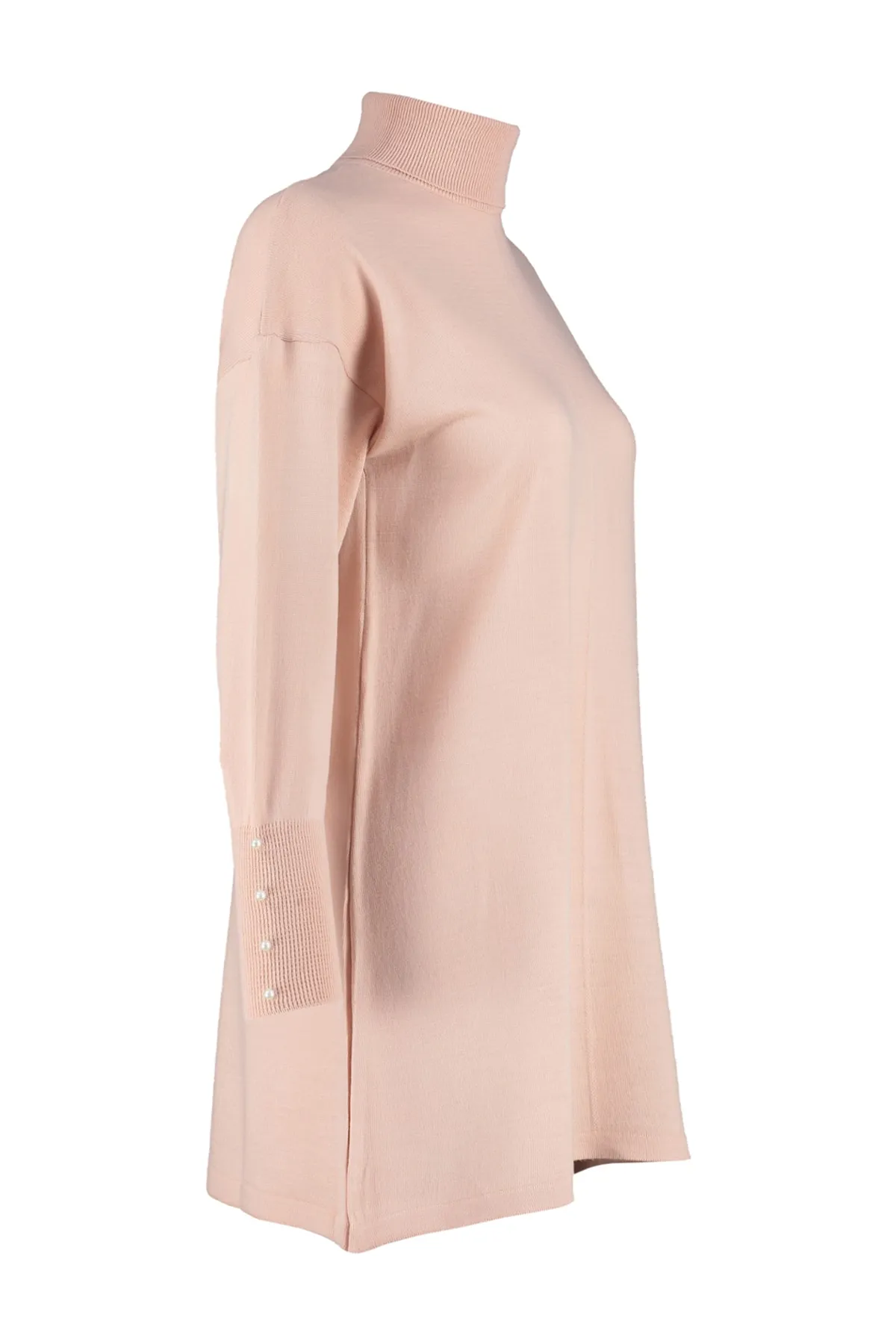 Trendyol Modest  Rollkragen-Strickpullover mit rosa Perlendetails und Perlendetails TCTAW24AK00121