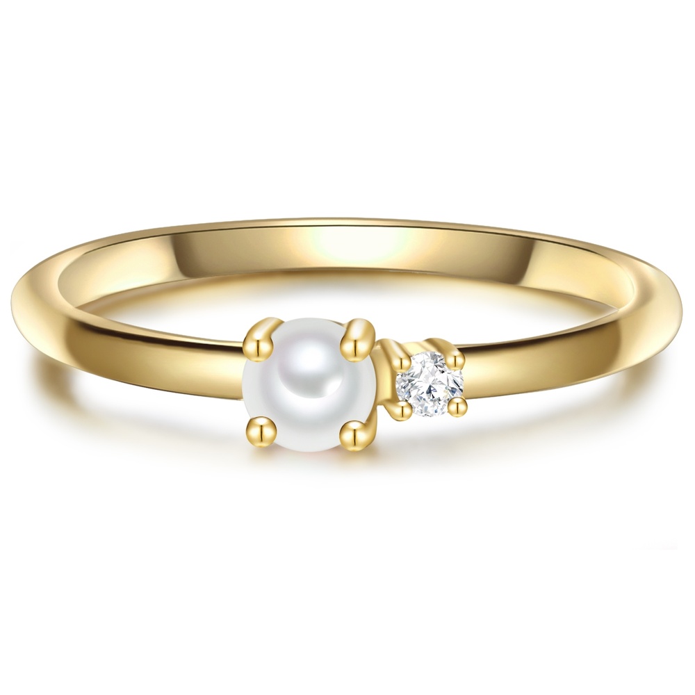 Glanzstücke München Bague en argent Argent sterling Oxyde de zirconium (CZ) Perle de culture d'eau do Bague