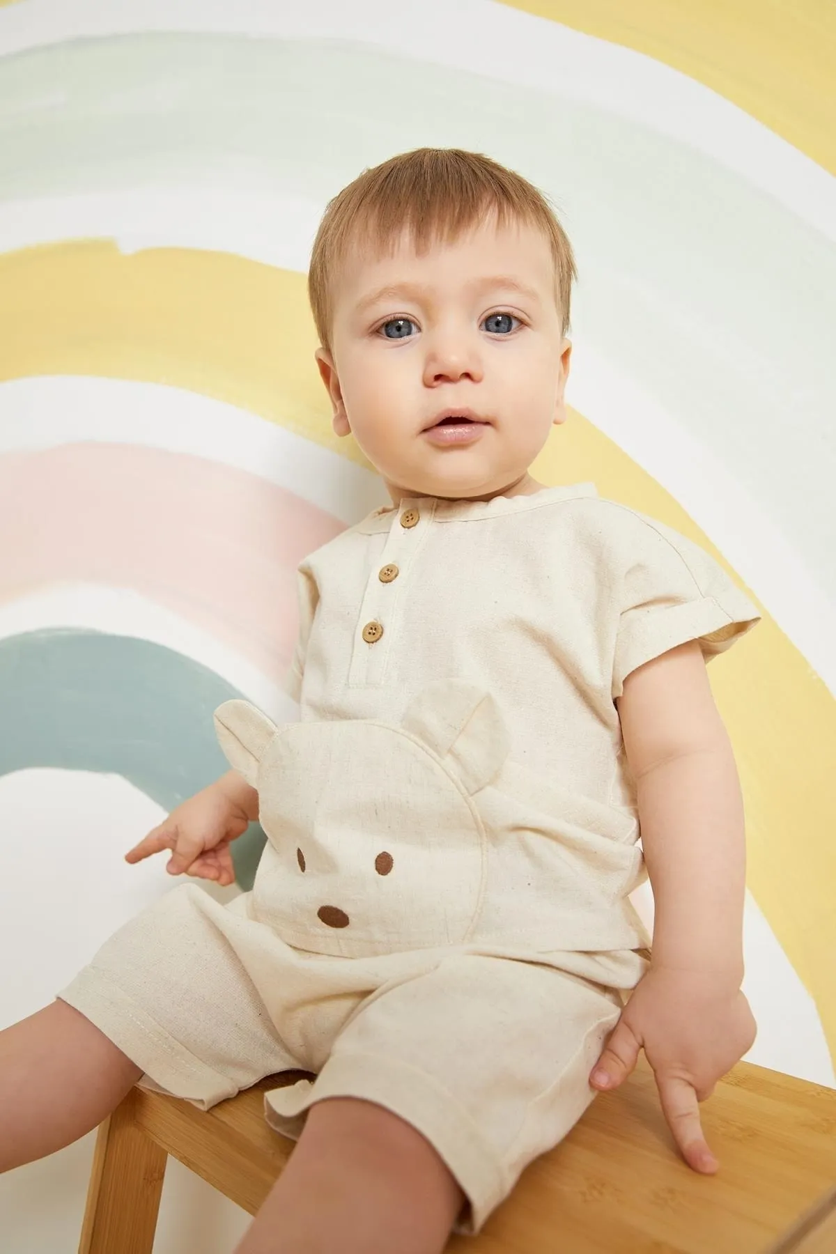 DeFacto  Geknöpftes Kurzarmhemd und Shorts aus Leinen für Babys im 2er-Set