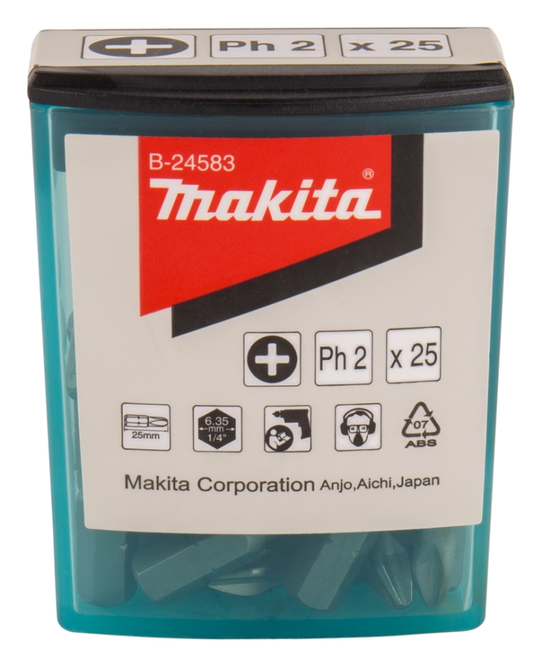 Makita Tilbehør B-24583 Skruebit PH2x25mm 25 stk.