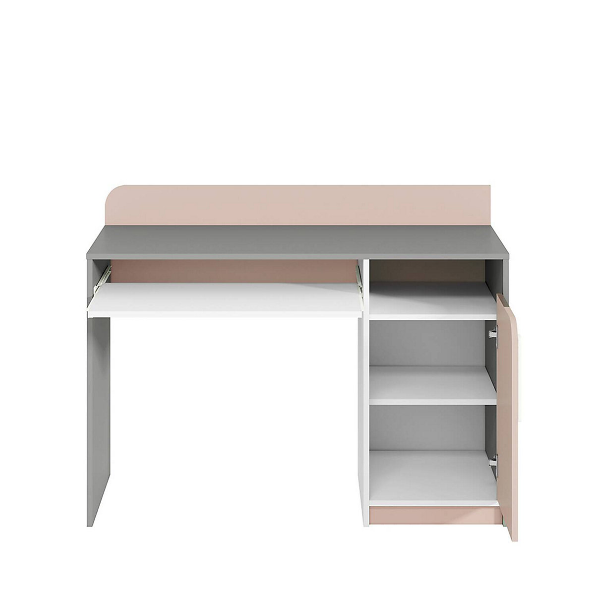 Kinderzimmer Schreibtich grau INGOLSTADT-131 mit Absetzungen in rosa, B/H/T: ca. 120/91/52 cm