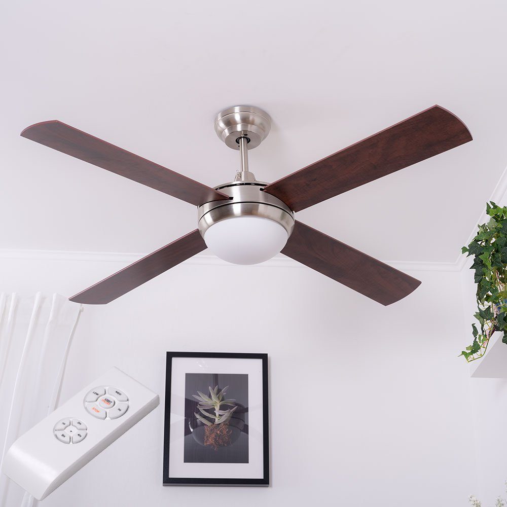 etc-shop Deckenventilator, Deckenventilator mit Beleuchtung und Fernbedienung leise 132cm