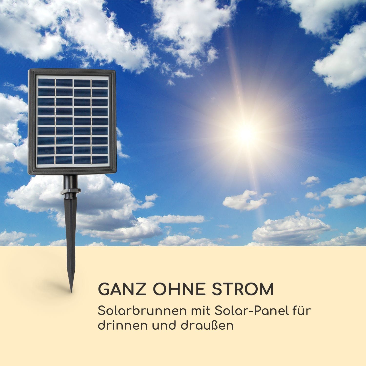 blumfeldt Wasserspiel Stonehenge Solarbrunnen, (Set, 5 tlg., inkl. Pumpe,Solarpanel;LED-Beleuchtung und Anschlussmaterial), spring zimmer zier brunnen led-beleuchtung terasse solar outdoor