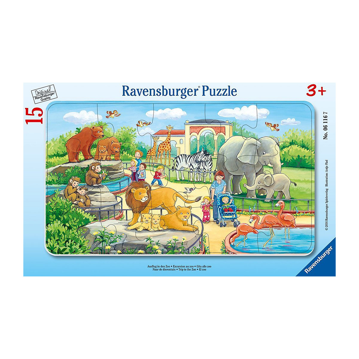 Rahmen-Puzzle, 15 Teile, 25x14,5 cm, Ausflug in den Zoo