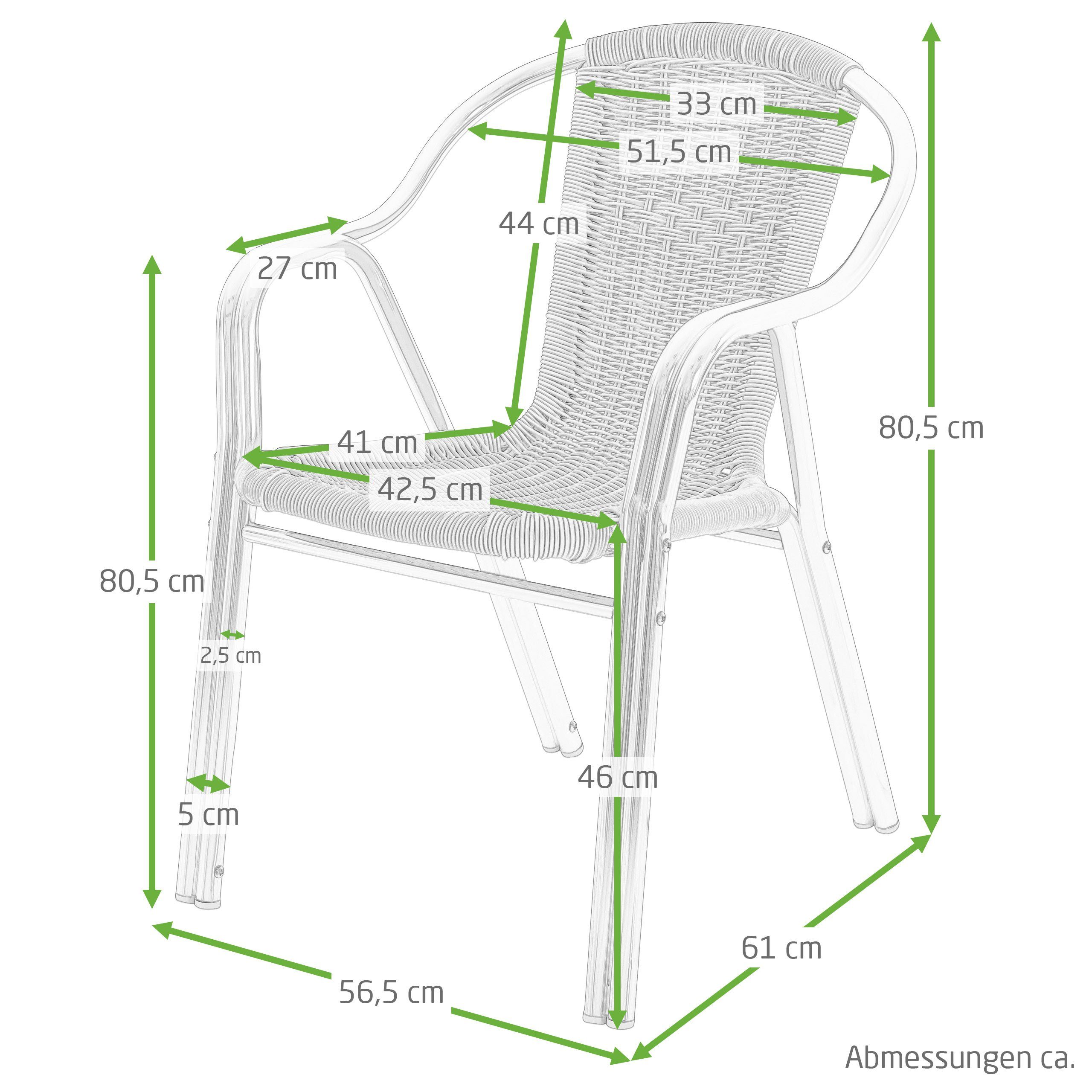 Raburg Bistrostuhl VITA in NATUR-BEIGE, Polyrattan, Alu in SILBER, verschiedene Sets (Set), hochwertiges Doppelrohr-Aluminium-Gestell, stapelbar, bis 150 kg