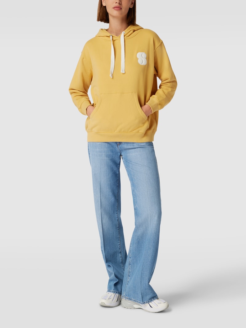 Hoodie mit Logo-Stitching in gelb
