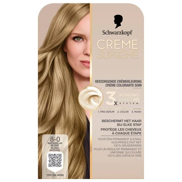 Schwarzkopf Creme Supreme 8-0 Natural Blonde ápoló krémhajfesték 182 g