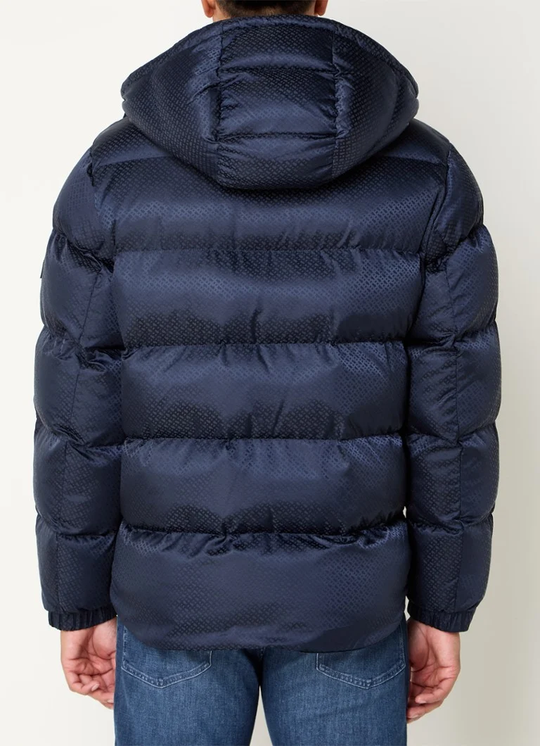 Jaqueta puffer HUGO BOSS H-Corbinian com capuz removível e estampa com o logotipo.