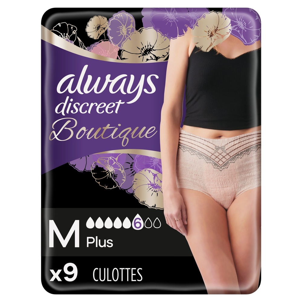 always Always Discreet Culottes Pour Fuites Urinaires Couleur Pêche x9 Culottes Pour Fuites Urinaires