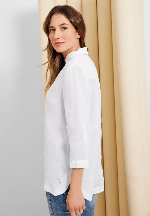 CECIL Leinen Longbluse in Unifarbe