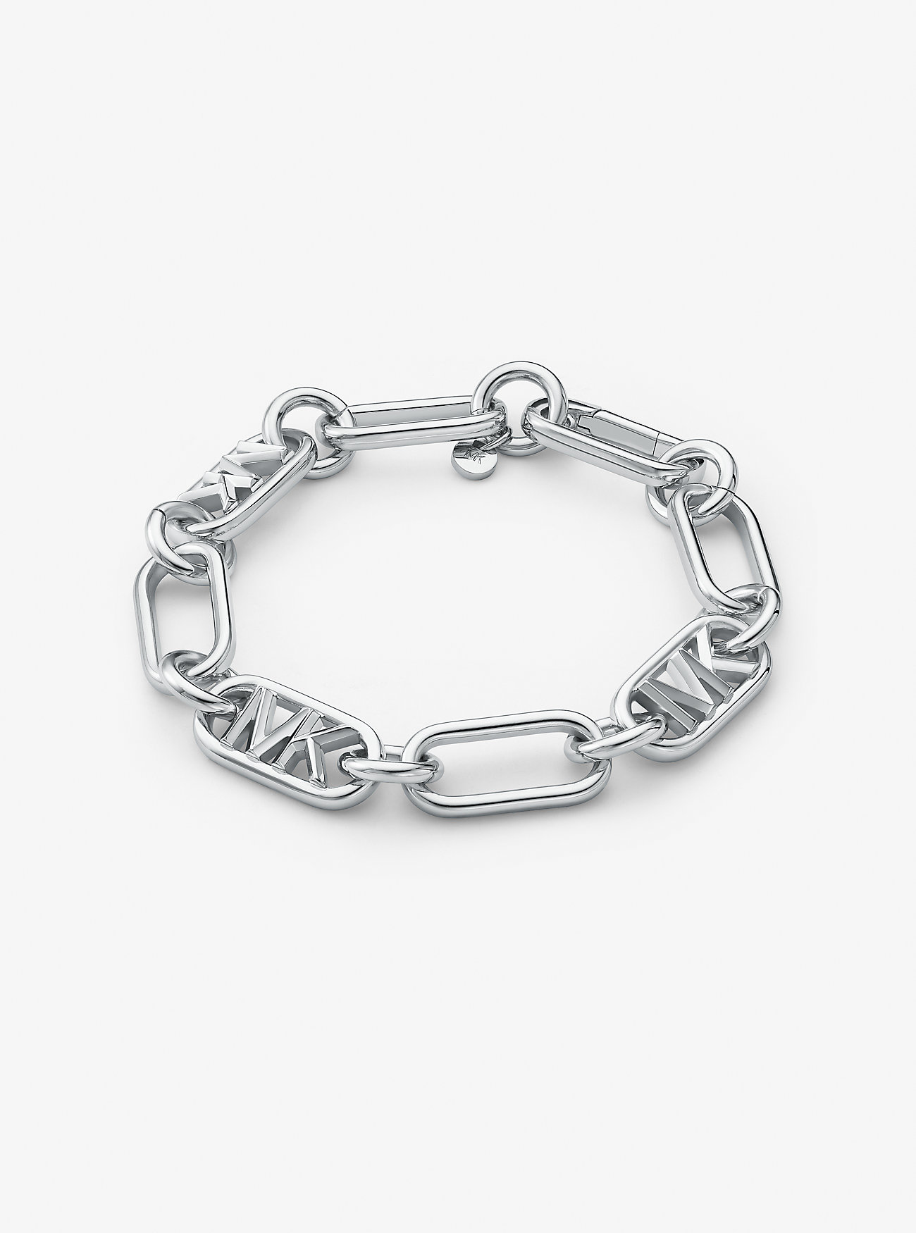 Bracciale a maglie in ottone placcato metalli preziosi - ARGENTO