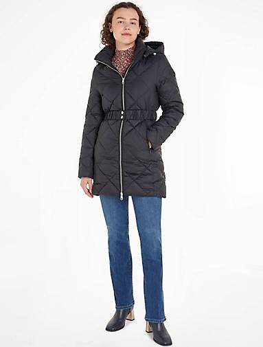 TOMMY HILFIGER Damen Steppmantel mit Kapuze ELEVATED BELTED QUILTED COAT