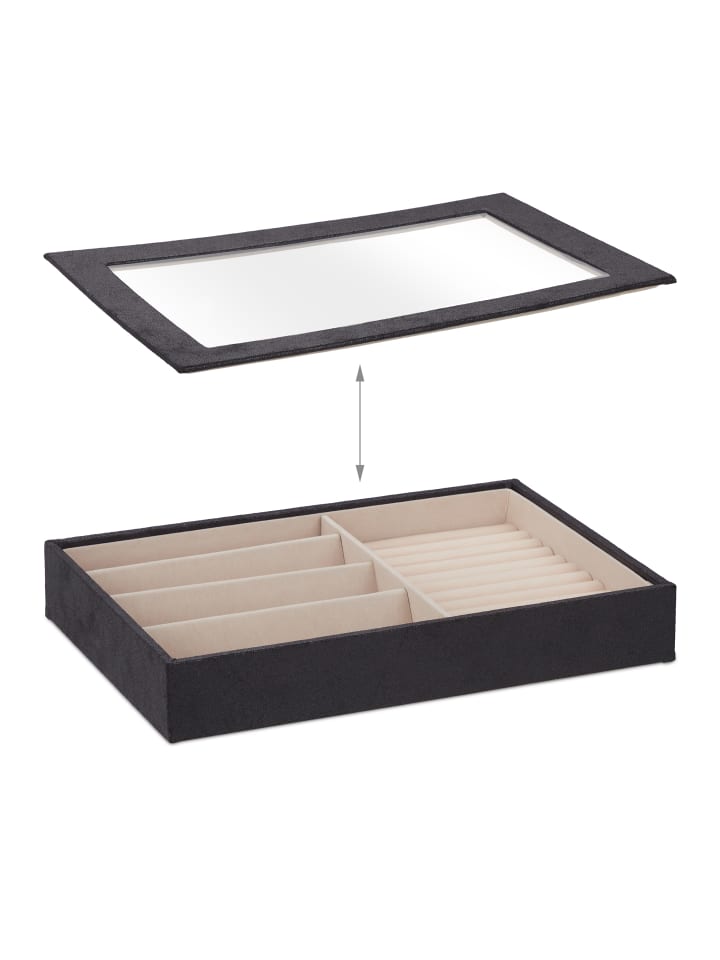 relaxdays Schmuckkästchen in Schwarz - (B)30 x (H)5 x (T)21 cm günstig kaufen onesize