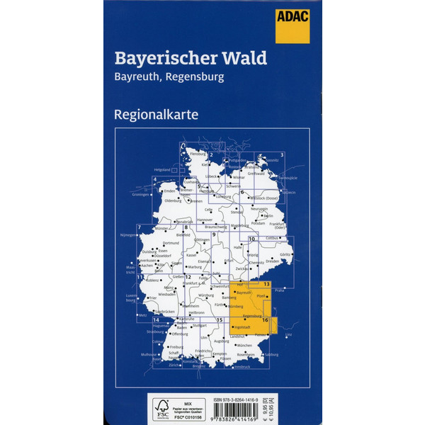ADAC Regionalkarte Blatt 13 Bayerischer Wald, Bayreuth, Regensburg 1:150 000 - Straßenkarte