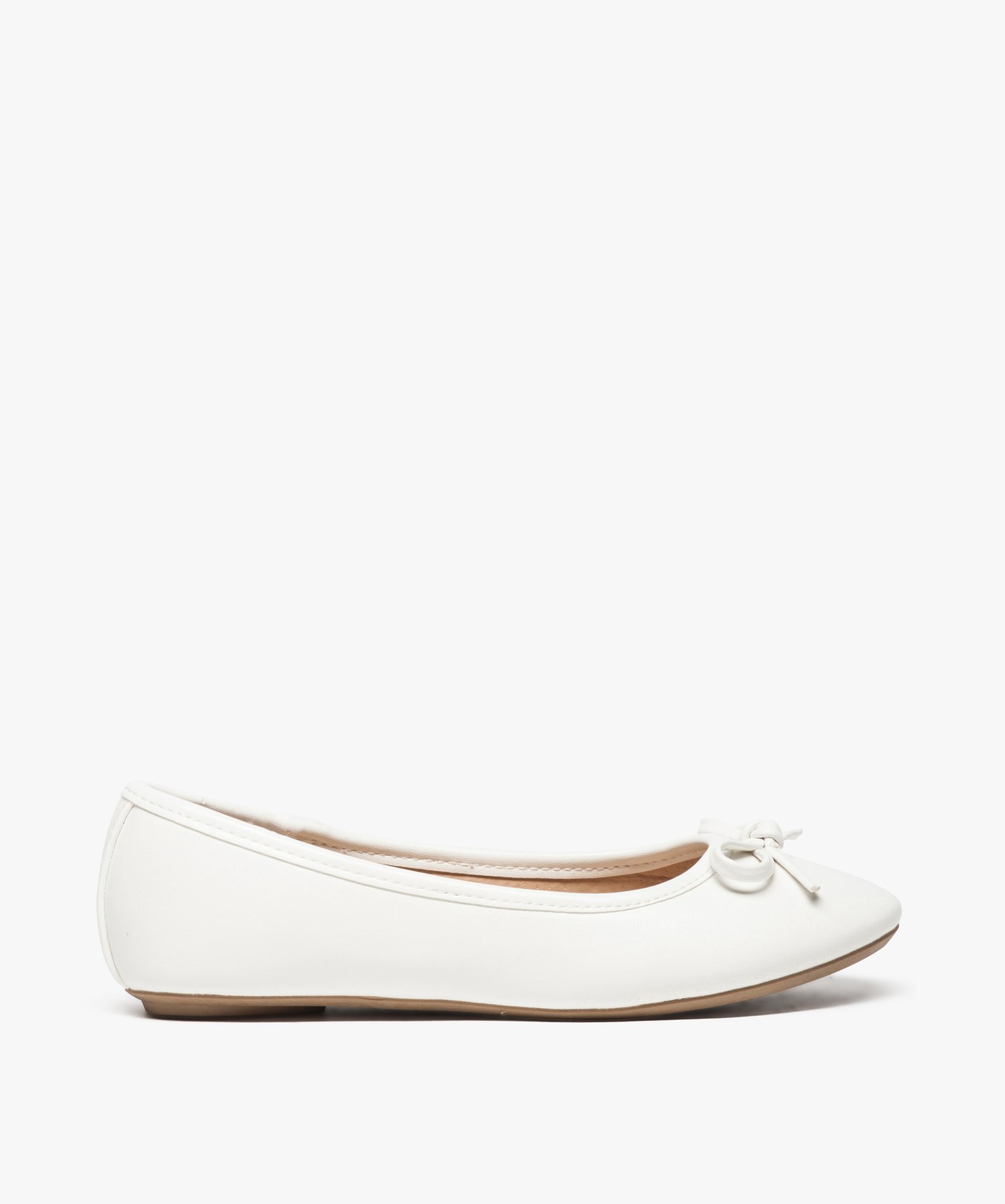 Ballerines fille unies à n?ud décoratif blanc | GEMO