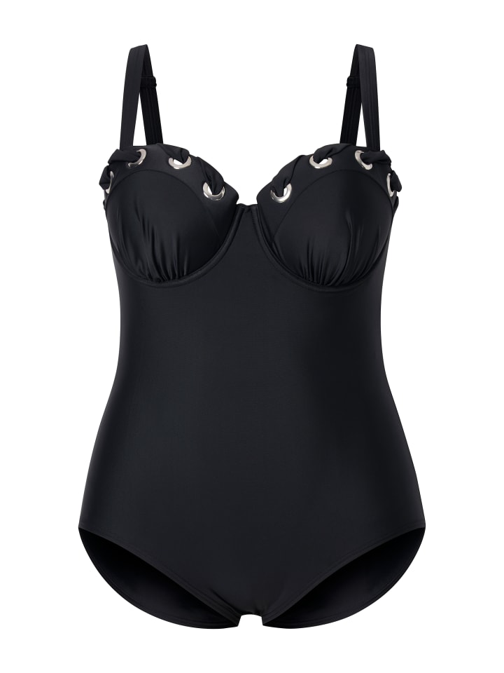 Ulla Popken Badeanzug in schwarz günstig kaufen