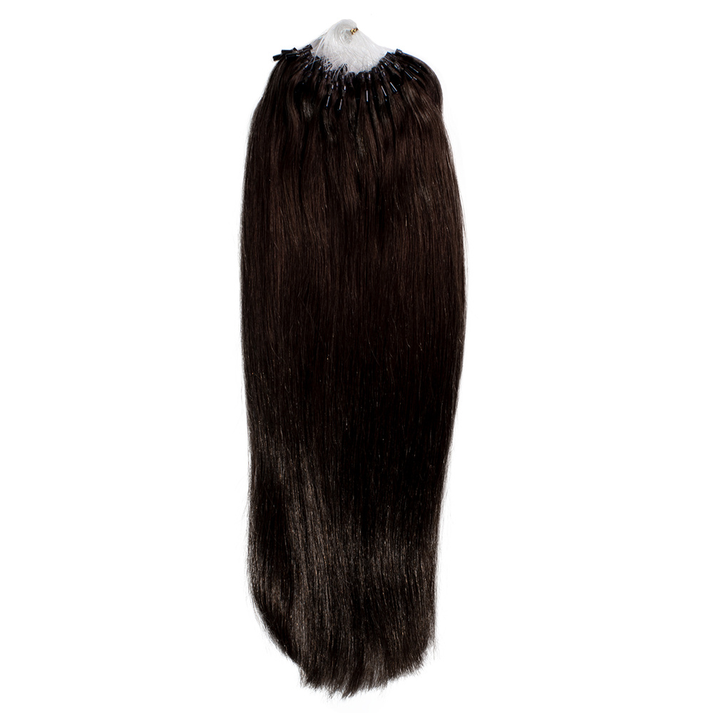 hair2heart Extensions à froid Microring Premium cheveux naturels #2 Marron foncé 0.5g extensions